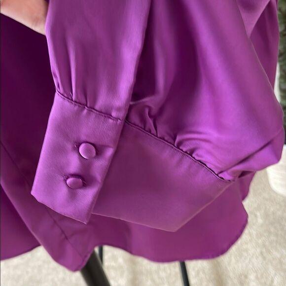 MELLODAY Purple Relaxed Blouse with Long Cuffed Sleeves - Picture 4 of 4